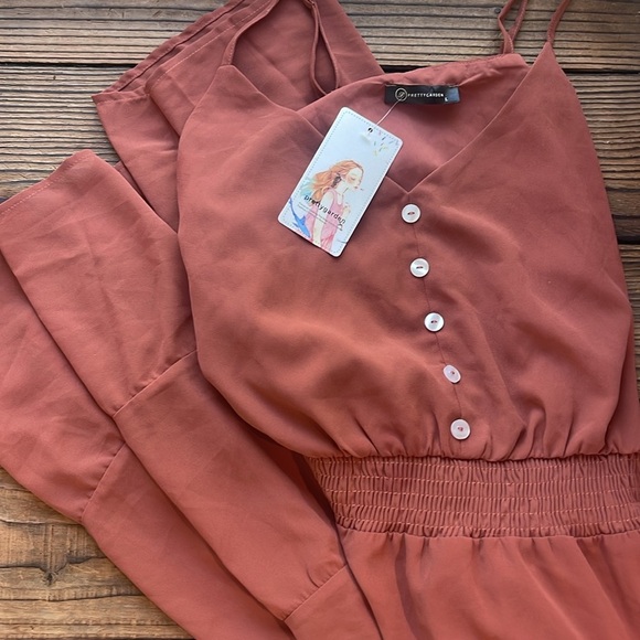 Pretty Garden Sleeveless light brick red boho style Maxi Dress - Picture 4 of 4